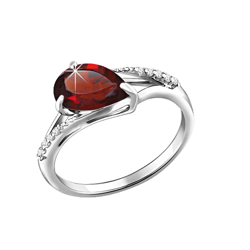 Ladies Ring with granat and zirconia 