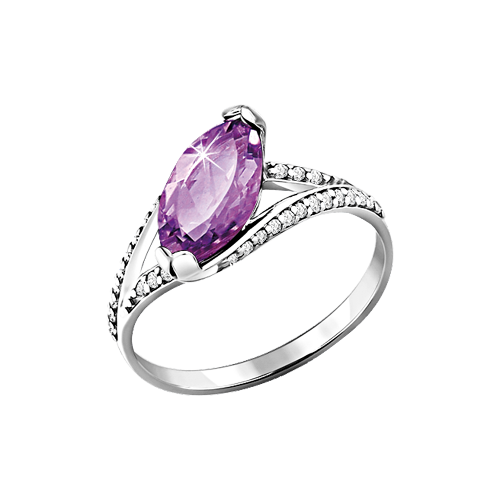 Damenring mit Amethyst und Zirkonia 