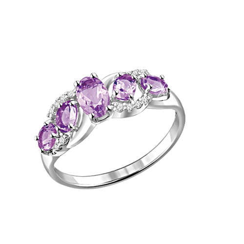 Women's ring with amethysts and zirconia 