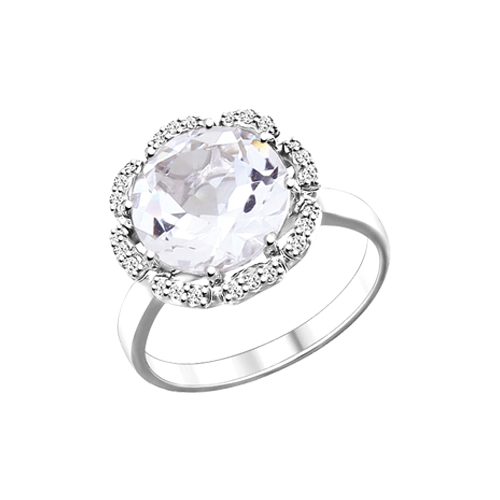 Women's ring with rock crystal and zirconia 