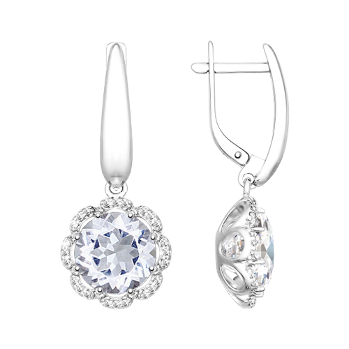 Earrings with rock crystal and zirconia 