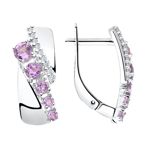 Earrings with amethyst and zirconia 
