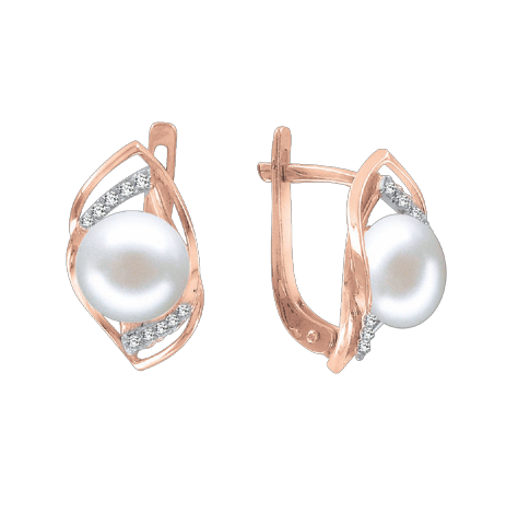 Earrings with pearls and zirconia 