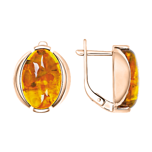 Gilded earrings with amber 