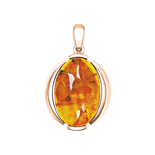 Gilded pendant with amber 