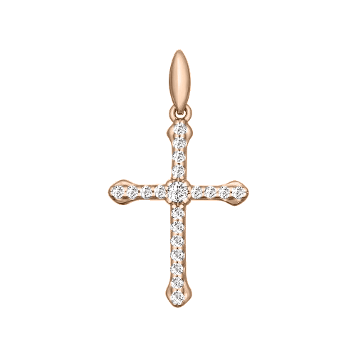 Gilded pendant cross with zirconia 