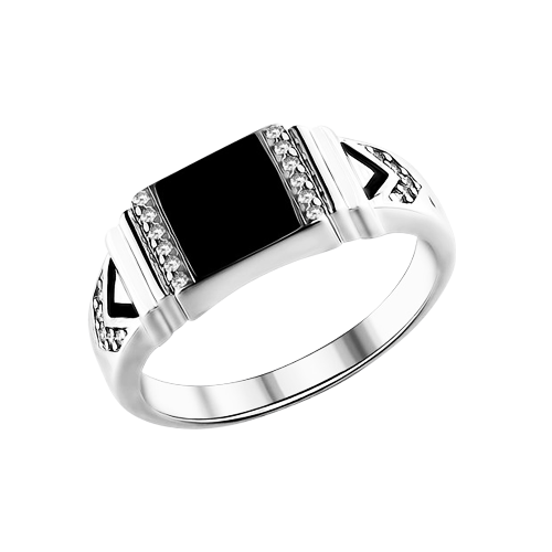 Men's ring with zirconia and enamel 