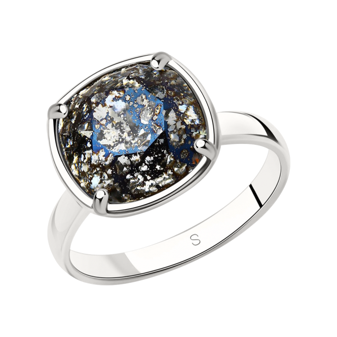 Women's ring with black Swarovski crystal 