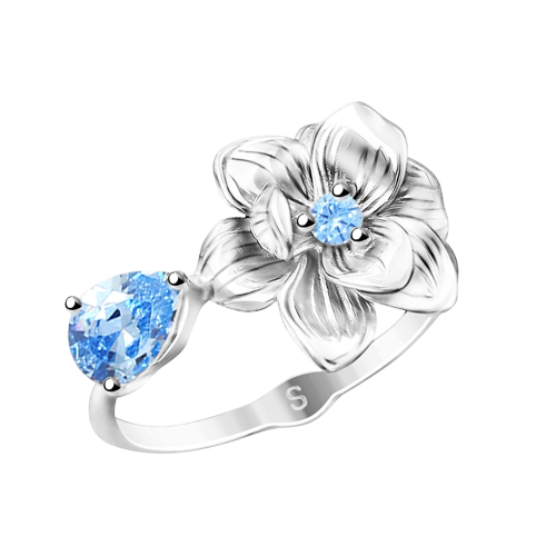 Women's ring with light blue zirconia 