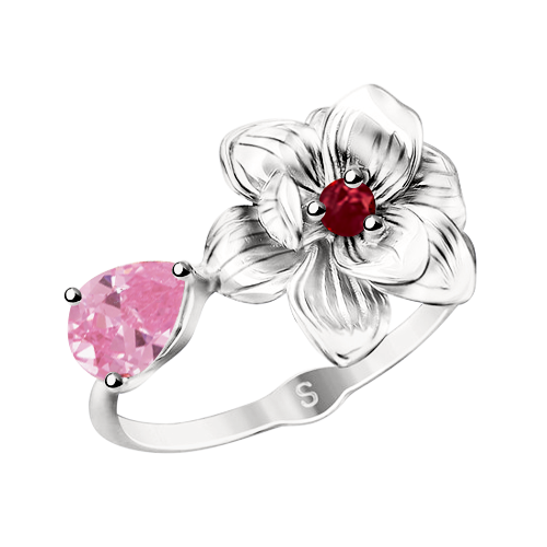 Women's ring with pink zirconia 