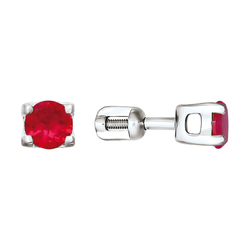 Stud earrings with red zirconia 