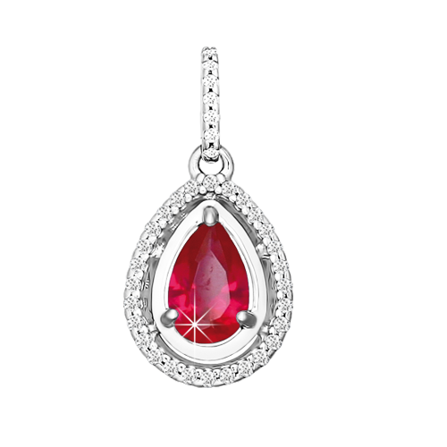 pendant with red and white zirconia 