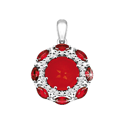 Pendant with coral and zirconia 