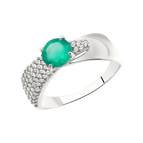 Women's ring with agate and zirconia 