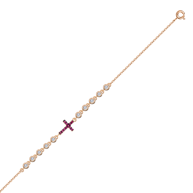 Gilded bracelet "Cross" with zirconia 