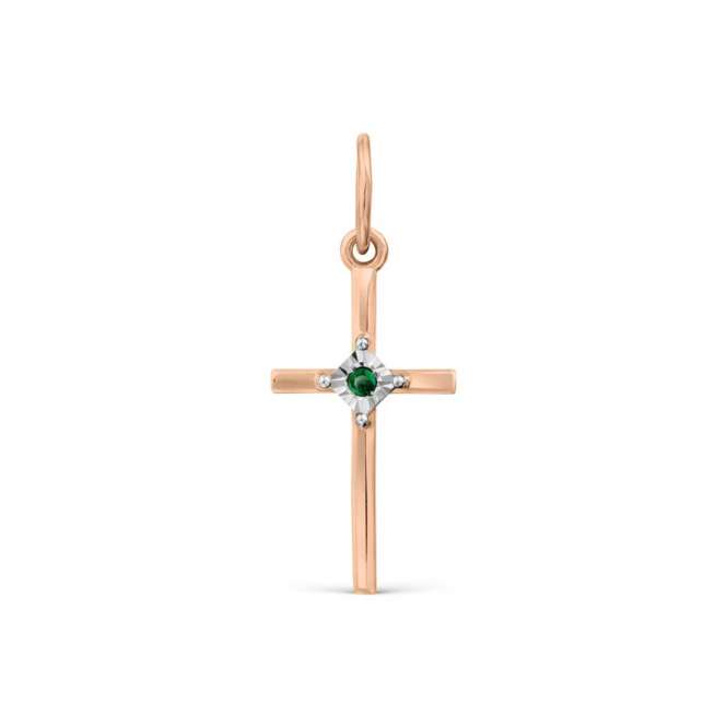 Pendant cross with emerald 