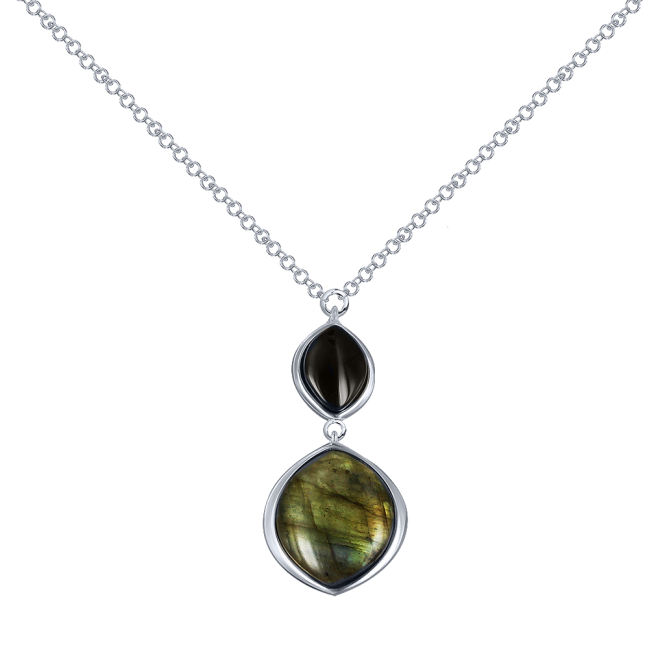 Necklace with onyx and labradorite 
