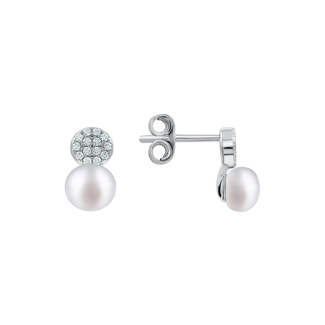 Ohrstecker mit Perle und Zirkonia 