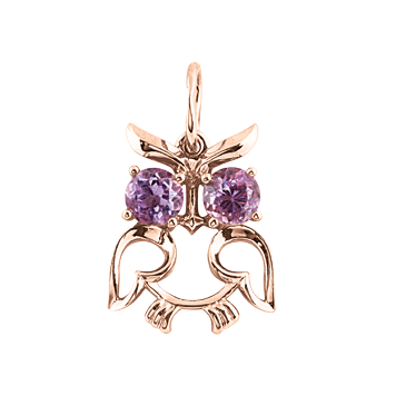 Pendant - Owl with amethyst 