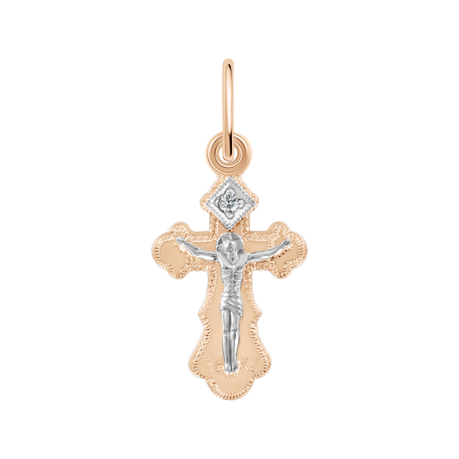 Anhänger Kreuz mit Zirkonia und Gravur 
