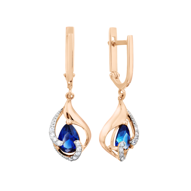 Earrings with zirconia and sapphires 