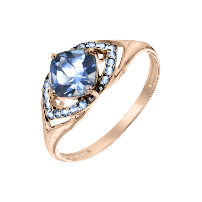 Women's ring with topaz and zirconia 