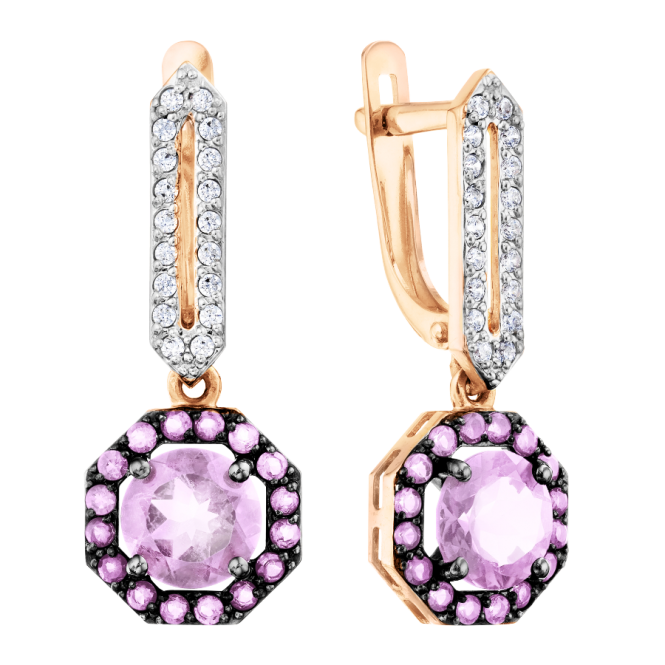 Earrings with zirconia and amethysts 