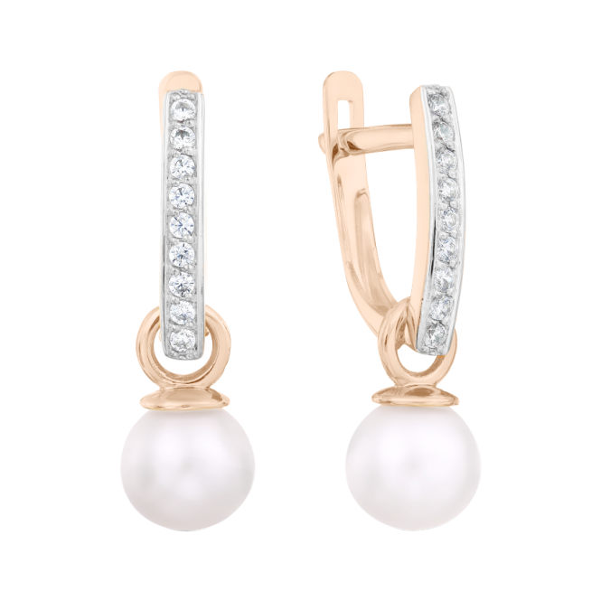 Ohrhänger mit Zirkonia und Perle 