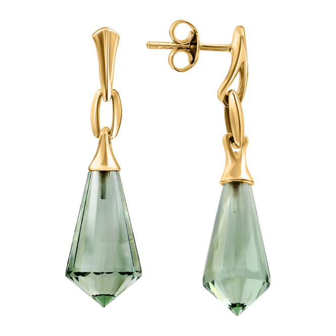 Stud earrings with green amethysts 
