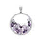 Pendant rhodium plated with amethyst 