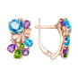Earrings with topaz, chrysolite, amethyst and zirconia 