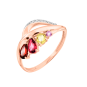 Women's ring with zirconia, amethyst, garnet, rhodolite and citrine 