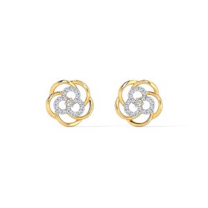 Floweret Cluster Diamond Stud Earrings