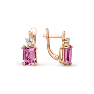 Серьги с фианитами и корундом