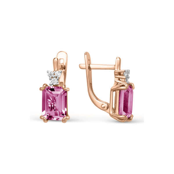 Серьги с фианитами и корундом