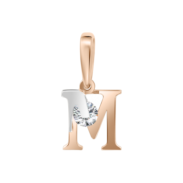 Buchstabenanhänger "M" mit Zirkonia
