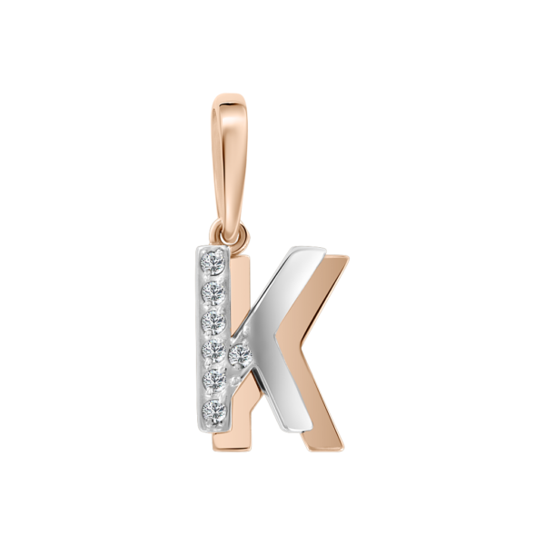 Buchstabenanhänger "K" mit Zirkonia