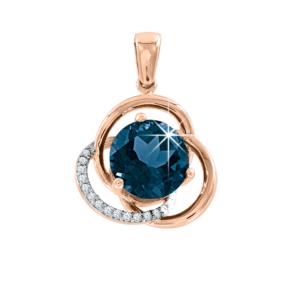 Подвеска с топазом London Blue и фианитами
