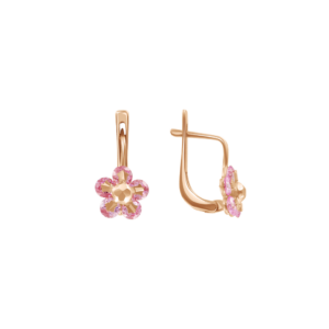 Серьги с розовыми фианитами