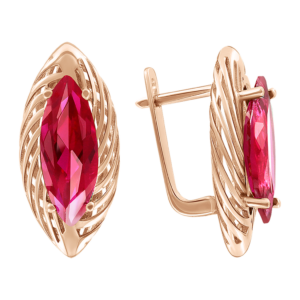 Серьги с красными фианитами