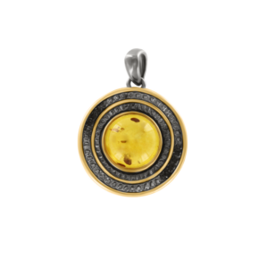 Подвеска с позолотой и янтарем