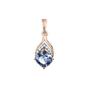 Подвеска с топазом London Blue и фианитами