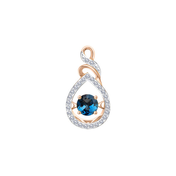 Подвеска с топазом London blue и фианитами