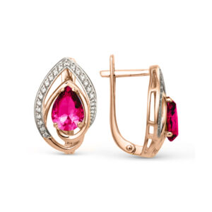 Серьги с фианитами и корундом