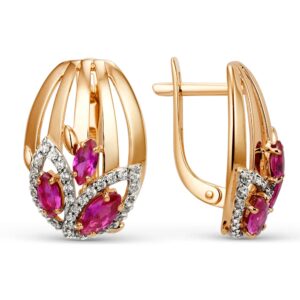 Серьги с фианитами и корундами