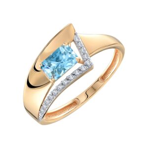 Кольцо со Swiss Blue топазом и фианитами