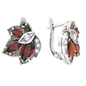 Серьги с гранатами и фианитами