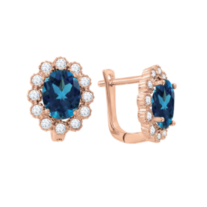 Серьги с топазами London Blue и фианитами