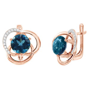 Серьги с топазами London Blue и фианитами