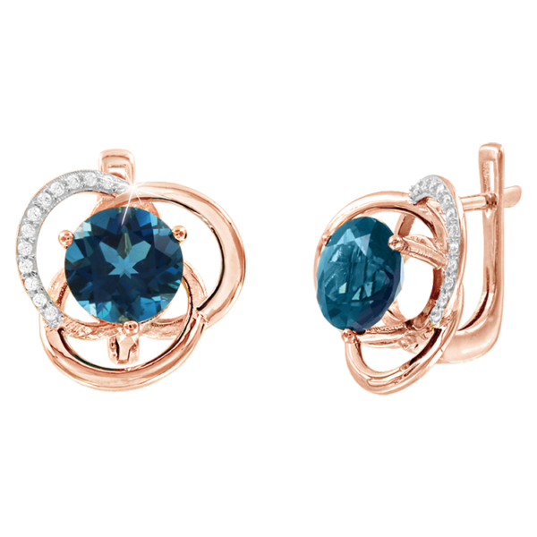 Серьги с топазами London Blue и фианитами